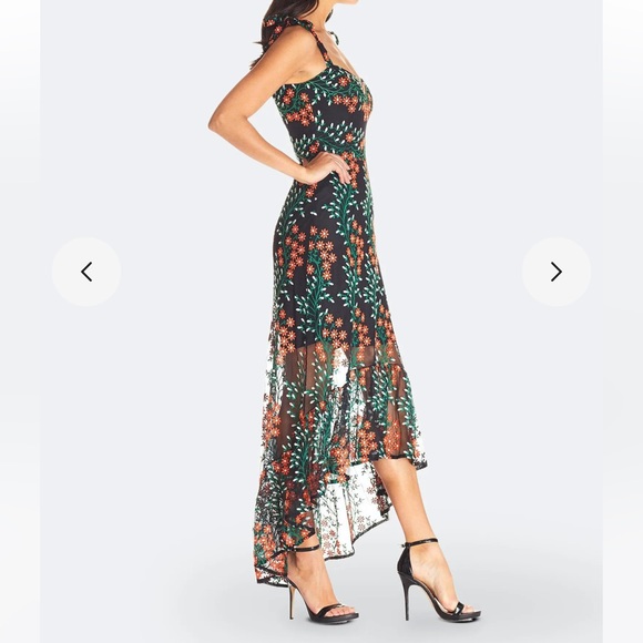 Dress the Population Womens Wren Midi Dress Floral Embroidered - Black Multi - Picture 1 of 3